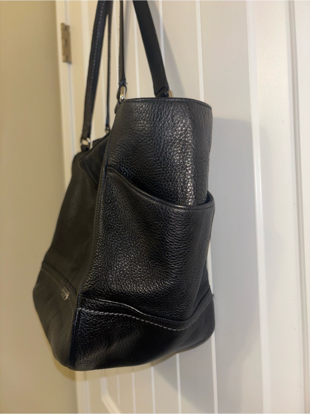Coach Black Leather Carrie Tote Purse Bag With Pockets - Picture 3 of 16